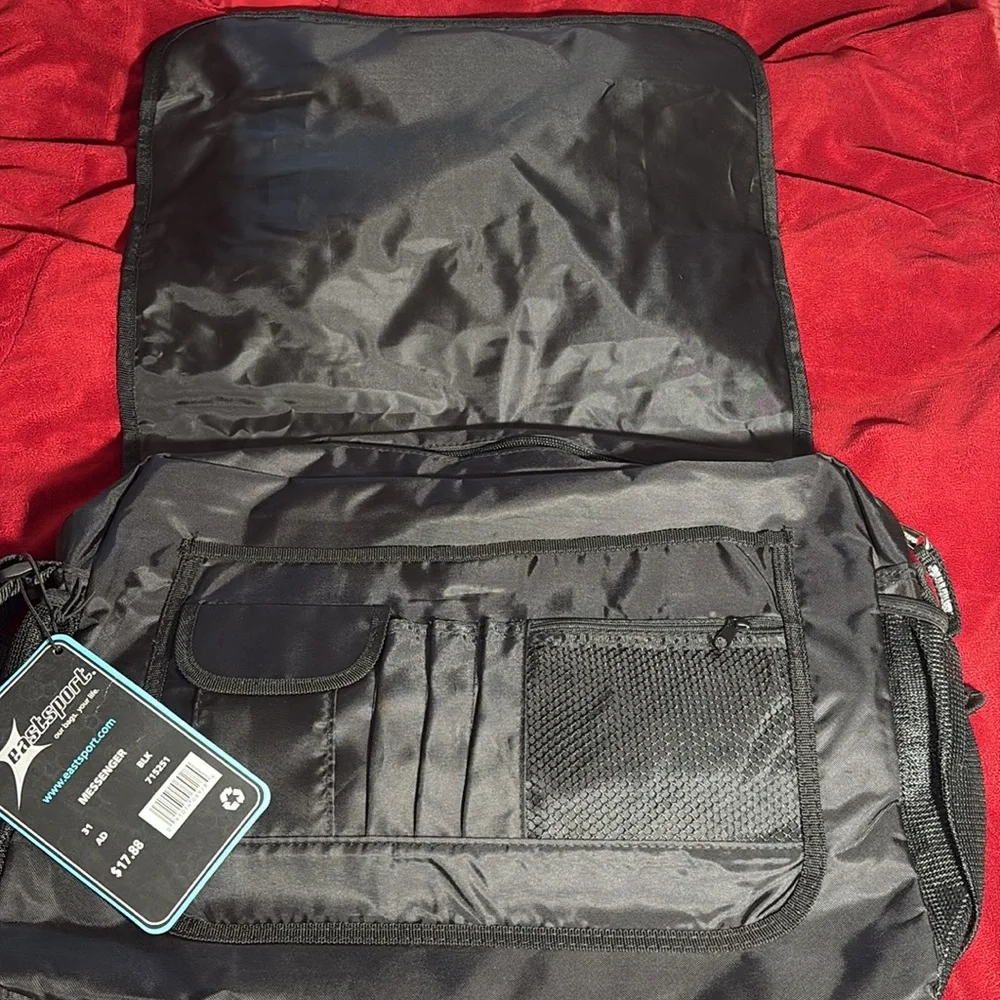 Messenger bag features laptop sleeve- multi- function pockets— Adjustable strap